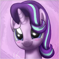 Size: 3100x3100 | Tagged: safe, artist:facelesssoles, derpibooru import, starlight glimmer, pony, unicorn, blushing, cute, daaaaaaaaaaaw, digital art, female, glimmerbetes, looking at you, mare, smiling, solo