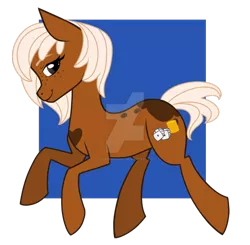 Size: 1024x1002 | Tagged: safe, artist:cadetredshirt, derpibooru import, oc, oc:lucky penny, unofficial characters only, earth pony, pony, female, freckles, lidded eyes, looking at you, mare, simple background, solo, transparent background, watermark