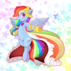 Size: 1876x1876 | Tagged: safe, artist:hosikawa, derpibooru import, rainbow dash, pegasus, pony, backwards cutie mark, belly, clothes, cute, dashabetes, dress, female, gala dress, looking at you, mare, solo