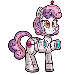 Size: 512x512 | Tagged: safe, artist:anibaruthecat, derpibooru import, sweetie belle, pony, robot, robot pony, unicorn, cute, cutie mark, diasweetes, explicit source, female, filly, simple background, smiling, solo, sweetie bot, the cmc's cutie marks, transparent background