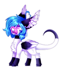 Size: 1819x2133 | Tagged: safe, artist:honeybbear, derpibooru import, oc, oc:beatz, nocturnal howler, pegasus, pony, chibi, colored wings, fangs, female, filly, impossibly long tongue, long tongue, simple background, solo, tongue out, transparent background, two toned wings