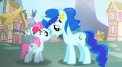 Size: 1416x778 | Tagged: safe, artist:gleamerheartmc, derpibooru import, oc, oc:elysia rose, oc:stella, unofficial characters only, crystal pony, pegasus, pony, unicorn, crystal pony oc, ear piercing, earring, female, filly, jewelry, mare, piercing, sisters