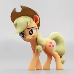 Size: 4096x4096 | Tagged: safe, artist:therealdjthed, derpibooru import, applejack, earth pony, pony, 3d, 3d model, absurd resolution, blender, cowboy hat, cycles, cycles render, female, freckles, gray background, hat, mare, model:djthed, side view, simple background, smiling, solo