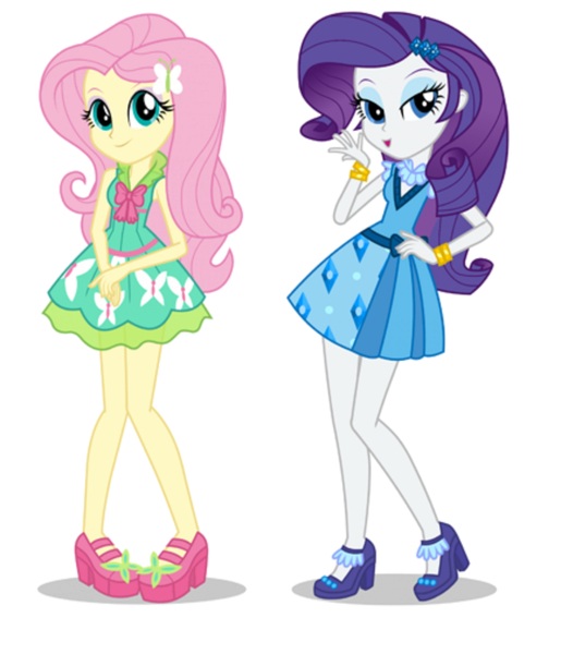 Size: 2560x2984 | Tagged: safe, derpibooru import, fluttershy, rarity, equestria girls, duo, duo female, female, legs, looking at you, photo, simple background, vector, white background