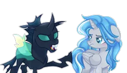 Size: 4000x2301 | Tagged: safe, artist:waterz-colrxz, derpibooru import, oc, oc:silvermist, alicorn, changeling, pony, female, floppy ears, mare, simple background, transparent background