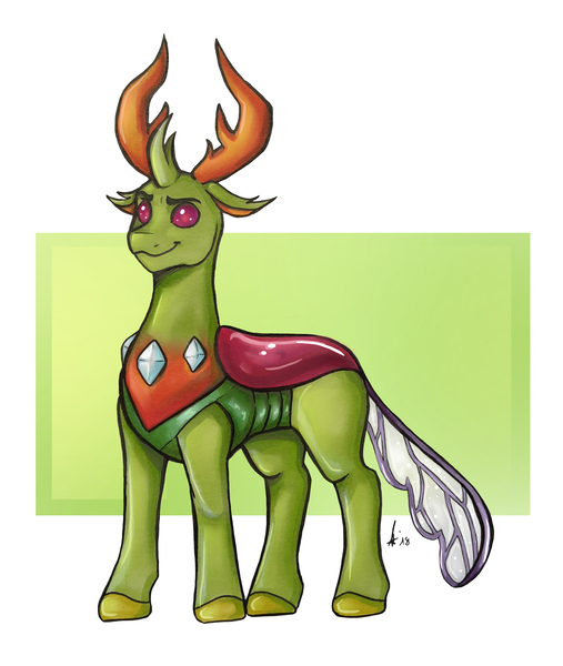 Size: 2300x2721 | Tagged: artist:xope, changedling, changeling, derpibooru import, digital art, king thorax, male, marker drawing, mixed media, safe, simple background, solo, thorax, traditional art