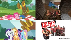 Size: 3840x2160 | Tagged: 3d, alicorn, applejack, comparison, creativityzone, demoman, derpibooru import, engineer, fluttershy, gmod, heavy, heavy birthday, heavy weapons guy, mane six, medic, pinkie pie, pyro, rainbow dash, rarity, safe, scout, screencap, sniper, soldier, spy, team fortress 2, toy box, twilight sparkle, twilight sparkle (alicorn), yakity-sax, youtube, yovidaphone