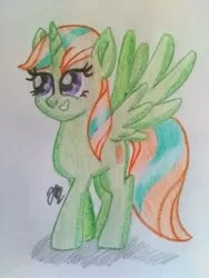 Size: 3120x4160 | Tagged: alicorn, alicorn oc, ambiguous facial structure, artist:prinrue, derpibooru import, movie accurate, oc, oc:starshine note, safe, smiling, solo, traditional art, unofficial characters only