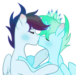 Size: 1672x1656 | Tagged: artist:thesmall-artist, base used, crown, derpibooru import, gay, jewelry, kissing, male, oc, oc:blaze storm, oc:water star, oc x oc, offspring, offspring shipping, parent:rainbow dash, parent:soarin', parents:soarindash, regalia, safe, shipping, simple background, stallion, transparent background, unofficial characters only