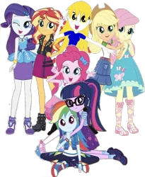 Size: 920x1124 | Tagged: safe, artist:superbobiann, derpibooru import, editor:superbobiann, applejack, fluttershy, pinkie pie, rainbow dash, rarity, sci-twi, sunset shimmer, twilight sparkle, oc, equestria girls, equestria girls series, converse, shoes, simple background, transparent background