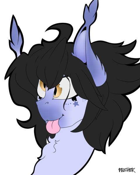 Size: 2000x2500 | Tagged: safe, artist:caduceus, artist:caduceusart, derpibooru import, oc, oc:mitzy, unofficial characters only, bat pony, bat pony oc, bust, chest fluff, simple background, solo, tongue out, transparent background