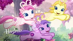 Size: 1920x1080 | Tagged: safe, derpibooru import, screencap, tiddlywink, tra-la-la, zipzee, breezie, the princess promenade, g3, hasbro studios