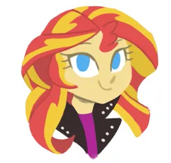 Size: 713x679 | Tagged: safe, artist:lemon-deadly, derpibooru import, sunset shimmer, equestria girls, bust, female, looking at you, simple background, solo, white background, wrong eye color