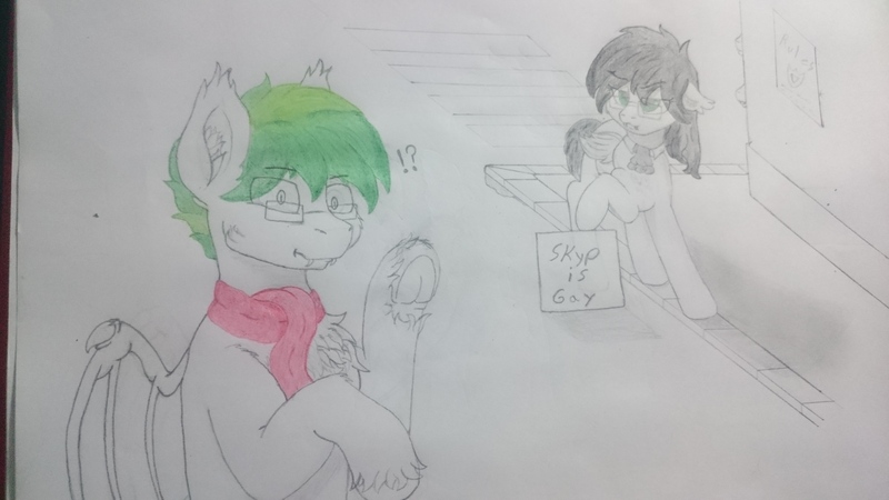 Size: 3840x2160 | Tagged: safe, artist:skipper arias, derpibooru import, oc, oc:silver sanction, oc:skipper dust, bat pony, bat pony oc, green eyes, original character do not steal, sketch, traditional art, wat, white