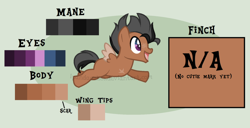 Size: 1506x771 | Tagged: safe, artist:ipandacakes, derpibooru import, oc, oc:finch, pony, adopted offspring, amputee, colt, male, parent:apple bloom, parent:tender taps, parents:tenderbloom, reference sheet, solo