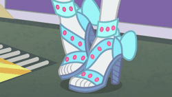 Size: 800x450 | Tagged: safe, derpibooru import, screencap, rarity, equestria girls, equestria girls series, rollercoaster of friendship, animated, close-up, clothes, feet, gif, high heels, legs, open-toed shoes, pictures of legs, sandals, shoes, toes