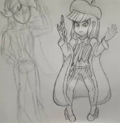 Size: 2968x3047 | Tagged: safe, artist:pokecure123, derpibooru import, blueberry cake, normal norman, equestria girls, background human, clothes, cosplay, costume, crossover, food, food fantasy, gijinka, hot dog, meat, sausage, traditional art, wip