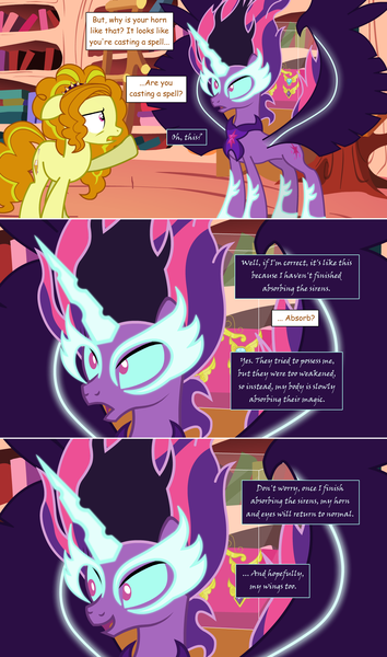 Size: 1280x2168 | Tagged: safe, artist:hakunohamikage, derpibooru import, adagio dazzle, twilight sparkle, twilight sparkle (alicorn), ponified, alicorn, pony, ask-princesssparkle, equestria girls, ask, equestria girls ponified, golden oaks library, midnight sparkle, possessed, tumblr