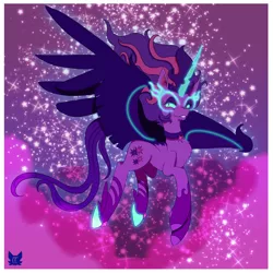 Size: 3000x3000 | Tagged: safe, artist:cckittycreative, derpibooru import, sci-twi, twilight sparkle, ponified, alicorn, pony, equestria girls ponified, female, looking at you, mare, midnight sparkle, smiling, solo, stars