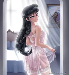 Size: 925x1000 | Tagged: adorasexy, artist:racoonsan, ass, backless, beautiful, bed, bedroom eyes, blushing, bra, breasts, busty octavia, clothes, cute, derpibooru import, ear piercing, earring, eyeshadow, female, frilly underwear, garter belt, garters, human, humanized, jewelry, lace, lidded eyes, lingerie, lip bite, lipstick, long hair, looking back, makeup, nightgown, octavia melody, panties, piercing, pillow, pose, seductive, seductive pose, see-through, sexy, sinfully sexy, smiling, socks, solo, solo female, stockings, stupid sexy octavia, suggestive, tavibetes, thigh highs, treblebutt, underwear, white panties