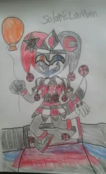 Size: 1024x1672 | Tagged: artist:tobiisabunny, balloon, blood, clown, derpibooru import, it, jester, monochrome, oc, oc:solaris la moon, pennywise, safe, solo, traditional art