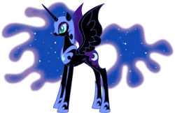 Size: 1733x1125 | Tagged: safe, artist:zimvader42, derpibooru import, nightmare moon, alicorn, pony, beautiful, ethereal mane, female, mare, moon, simple background, spread wings, transparent background, vector, wings