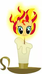 Size: 550x960 | Tagged: candle, derpibooru import, digital art, fiery shimmer, fire, objectification, object pony, original species, part of a set, ponified, safe, sunset shimmer, waifu