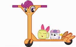 Size: 720x453 | Tagged: safe, derpibooru import, part of a set, apple bloom, scootaloo, sweetie belle, ponified, object pony, original species, pony, coffee mug, cutie mark crusaders, mug, music box, pun, scooter, visual pun, wat