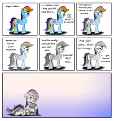 Size: 2000x2130 | Tagged: safe, artist:chopsticks, derpibooru import, rainbow dash, scootaloo, pony, comic, crying, death, dialogue, feels, female, filly, heroic sacrifice, hug, mare, sad, scootaloo can fly, tearjerker, text