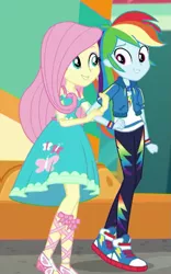 Size: 465x747 | Tagged: safe, derpibooru import, screencap, fluttershy, rainbow dash, equestria girls, equestria girls series, rollercoaster of friendship, clothes, converse, cropped, sandals, shipping fuel, shoes, sneakers