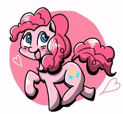 Size: 640x597 | Tagged: safe, artist:asg, derpibooru import, pinkie pie, earth pony, pony, abstract background, circle background, cute, diapinkes, female, heart, mare, open mouth, smiling, smiling pinkie pie tolts left, solo