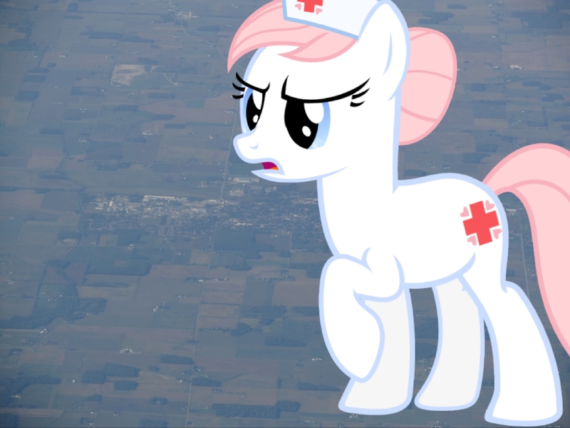 Size: 3344x2508 | Tagged: safe, artist:jerryakira79, artist:vector-brony, derpibooru import, nurse redheart, earth pony, pony, female, giant pony, highrise ponies, irl, macro, photo