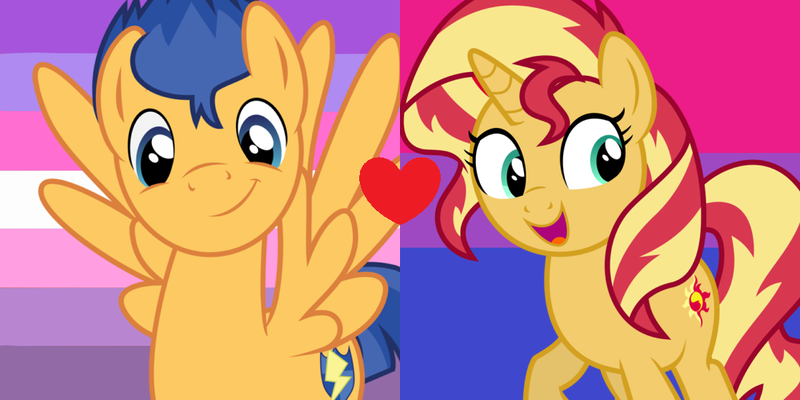 Size: 1000x500 | Tagged: safe, artist:prideponies, derpibooru import, flash sentry, sunset shimmer, bisexual pride flag, bisexuality, female, flashimmer, gender headcanon, headcanon, lesbian, lgbt, lgbt headcanon, pride, pride flag, pride icons, sexuality headcanon, shipping, shipping domino, trans girl, trans lesbian pride flag, transgender