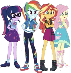 Size: 1092x1133 | Tagged: safe, artist:superbobiann, derpibooru import, edit, edited screencap, editor:superbobiann, screencap, fluttershy, rainbow dash, sci-twi, sunset shimmer, twilight sparkle, equestria girls, equestria girls series, rollercoaster of friendship, background removed, converse, geode of empathy, geode of super speed, geode of telekinesis, magical geodes, not a vector, shoes, simple background, transparent background
