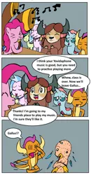 Size: 2506x4821 | Tagged: safe, artist:helsaabi, derpibooru import, gallus, ocellus, pinkie pie, sandbar, silverstream, smolder, yona, changedling, changeling, classical hippogriff, dragon, earth pony, gryphon, hippogriff, pony, yak, yakity-sax, bow, cloven hooves, dragoness, feather, female, gray background, hair bow, jewelry, male, mare, monkey swings, music notes, necklace, nudity, simple background, smiling, student six, teenager, yovidaphone