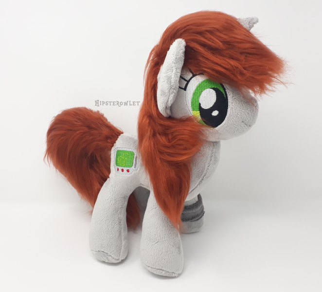 Size: 1000x906 | Tagged: safe, artist:hipsterowlet, derpibooru import, oc, oc:littlepip, unofficial characters only, pony, unicorn, fallout equestria, fanfic, cutie mark, fanfic art, female, hooves, horn, irl, mare, photo, pipbuck, plushie, solo