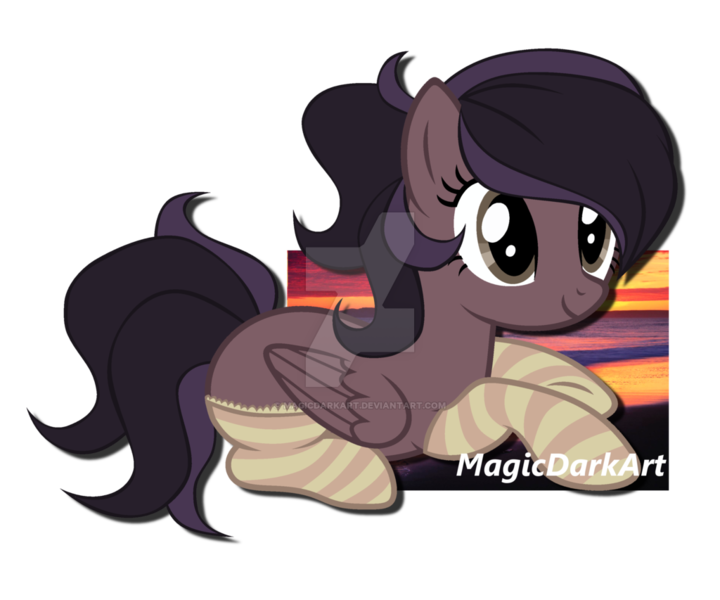 Size: 1024x853 | Tagged: safe, artist:magicdarkart, derpibooru import, oc, unofficial characters only, pegasus, pony, clothes, deviantart watermark, female, mare, prone, simple background, socks, solo, striped socks, transparent background, watermark