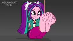 Size: 3999x2249 | Tagged: suggestive, artist:metalhead97, derpibooru import, aria blaze, equestria girls, ariasub, arm behind back, barefoot, big breasts, big feet, bondage, breasts, curves, curvy, feet, female, femsub, fetish, foot fetish, foot focus, gradient background, image, large butt, lip bite, offscreen character, png, pov, rope, rope bondage, show accurate, soles, submissive, toes