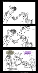 Size: 3500x6800 | Tagged: safe, artist:turkleson, derpibooru import, capper dapperpaws, discord, twilight sparkle, twilight sparkle (alicorn), abyssinian, alicorn, anthro, draconequus, pony, my little pony: the movie, anthro with ponies, black and white, cappercord, capperlight, comic, discolight, female, flower, gay, grayscale, male, monochrome, protecting, rose, shipping, straight, twilight sparkle gets all the stallions