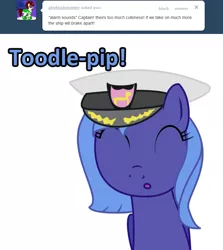 Size: 742x832 | Tagged: safe, artist:sintakhra, derpibooru import, princess luna, pony, ask sandy pony, female, filly, hat, simple background, solo, white background, woona, younger