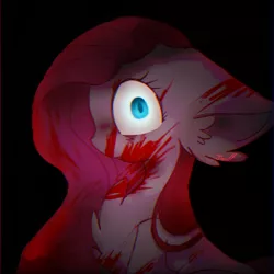 Size: 768x768 | Tagged: semi-grimdark, artist:jisuppe, derpibooru import, pinkie pie, pony, blood, blood on face, bust, floppy ears, pinkamena diane pie, portrait, solo