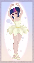 Size: 1975x3663 | Tagged: armpits, artist:sinalaa, ballerina, ballet, blushing, derpibooru import, eyes closed, female, human, humanized, safe, solo, tutu, twilarina, twilight sparkle