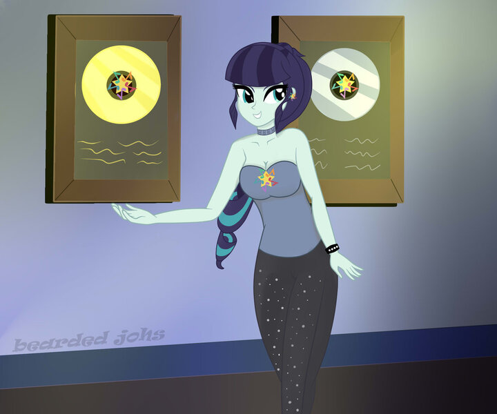 Size: 1024x853 | Tagged: safe, artist:josue1992, derpibooru import, coloratura, equestria girls, breasts, busty coloratura, female, gold record, platinum record, rara, record, solo