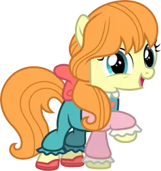 Size: 3000x3178 | Tagged: safe, artist:cloudyglow, derpibooru import, megan williams, ponified, earth pony, pony, equestria girls series, rollercoaster of friendship, bow, clothes, equestria girls ponified, female, filly, hair bow, happy, high res, looking at you, open mouth, raised hoof, simple background, solo, trace, transparent background, vector, vector trace