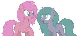 Size: 1024x478 | Tagged: safe, artist:crystalponyart7669, derpibooru import, oc, oc:luka, oc:mika, unofficial characters only, earth pony, pony, unicorn, female, mare, simple background, transparent background