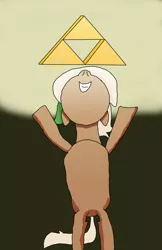 Size: 1024x1583 | Tagged: safe, artist:linkman15, derpibooru import, ponified, pony, atg 2018, elf hat, epona, hat, link's hat, newbie artist training grounds, solo, the legend of zelda, triforce