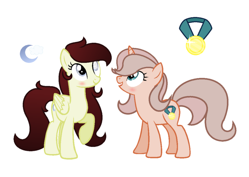 Size: 1139x811 | Tagged: safe, artist:darbypop1, derpibooru import, oc, oc:nora, oc:sora, unofficial characters only, pegasus, pony, unicorn, female, mare, simple background, transparent background