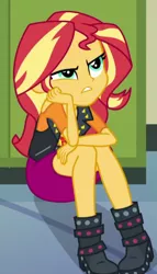 Size: 342x598 | Tagged: safe, derpibooru import, screencap, sunset shimmer, driving miss shimmer, equestria girls, equestria girls series, cropped, solo