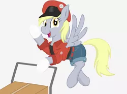 Size: 2560x1890 | Tagged: safe, artist:xphil1998, derpibooru import, derpy hooves, pegasus, pony, cart, cells at work, clothes, courier, crossover, mailmare, red blood cell, solo, this will not end well