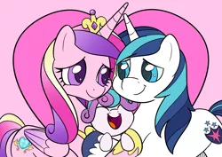 Size: 4093x2894 | Tagged: safe, artist:esfelt, derpibooru import, princess cadance, princess flurry heart, shining armor, alicorn, pony, unicorn, atg 2018, baby, baby pony, cute, cutedance, eyes closed, family, female, flurrybetes, male, mare, newbie artist training grounds, shining adorable, shiningcadance, shipping, smiling, sparkle family, stallion, straight